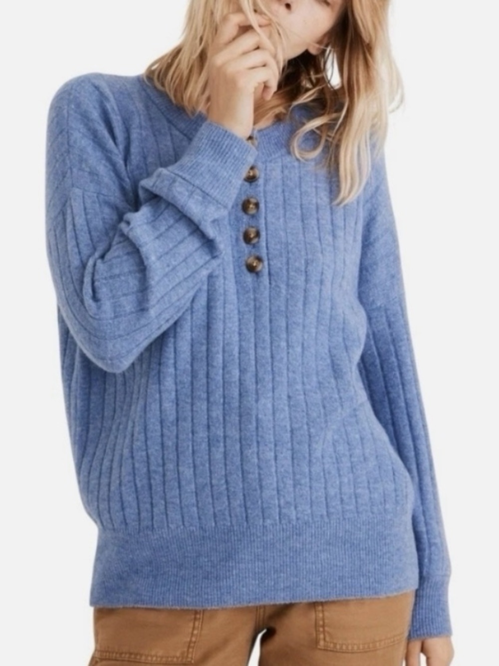 Madewell Henley Sweater Heather Sky size 2X